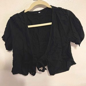 Tie front cropped blouse